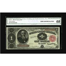 Fr. 351 $1 1891 Treasury Note CGA Gem Uncirculated 68. 
