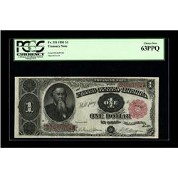 Fr. 351 $1 1891 Treasury Note PCGS Choice New 63PPQ. Th 