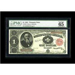 Fr. 352 $1 1891 Treasury Note PMG Gem Uncirculated 65EP 
