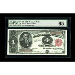 Fr. 352 $1 1891 Treasury Note PMG Gem Uncirculated 65 E 