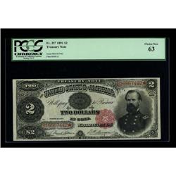 Fr. 357 $2 1891 Treasury Note PCGS Choice New 63. This 