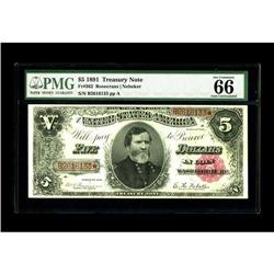 Fr. 362 $5 1891 Treasury Note PMG Gem Uncirculated 66 E 