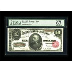 Fr. 369 $10 1891 Treasury Note PMG Superb Gem Unc 67EPQ 