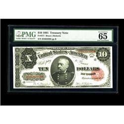 Fr. 371 $10 1891 Treasury Note PMG Gem Uncirculated 65 