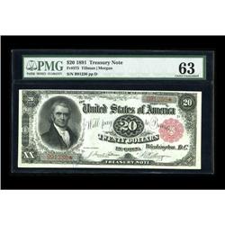 Fr. 375 $20 1891 Treasury Note PMG Choice Uncirculated 