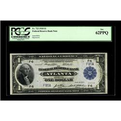Fr. 723 $1 1918 Federal Reserve Bank Note PCGS New 62PP 