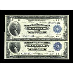 Fr. 740, Fr. 742 $1 1918 Federal Reserve Bank Notes Two 