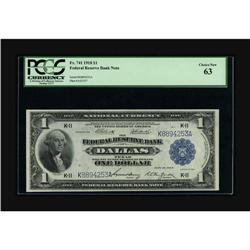 Fr. 741 $1 1918 Federal Reserve Bank Note PCGS Choice N 