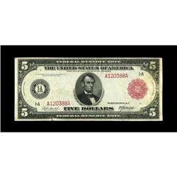 Fr. 832a $5 1914 Red Seal Federal Reserve Note Very Fin 