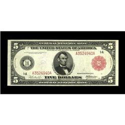 Fr. 832b $5 1914 Red Seal Federal Reserve Note Extremel 