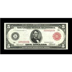 Fr. 832b $5 1914 Red Seal Federal Reserve Note Very Fin 