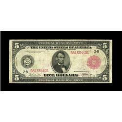 Fr. 833b $5 1914 Red Seal Federal Reserve Note Fine. He 