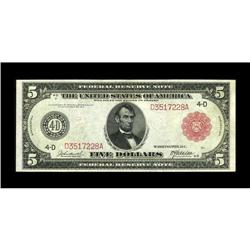 Fr. 835b $5 1914 Red Seal Federal Reserve Note Choice N 