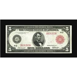 Fr. 835b $5 1914 Red Seal Federal Reserve Note About Ne 