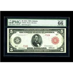 Fr. 837a $5 1914 Red Seal Federal Reserve Note PMG Gem 