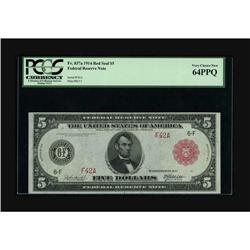 Fr. 837a $5 1914 Red Seal Federal Reserve Note PCGS Ver 