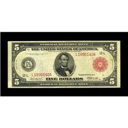 Fr. 843b $5 1914 Red Seal Federal Reserve Note Very Fin 