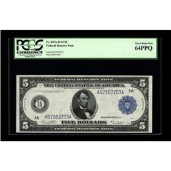 Fr. 847a $5 1914 Federal Reserve Note PCGS Very Choice 