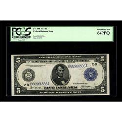 Fr. 848 $5 1914 Federal Reserve Note PCGS Very Choice N 
