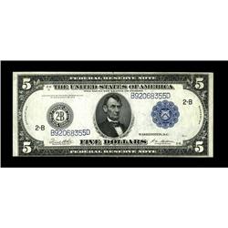 Fr. 851c $5 1914 Federal Reserve Note New. Embossing re 