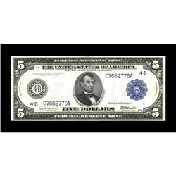 Fr. 856 $5 1914 Federal Reserve Note About New. A light 