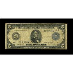 Fr. 858* $5 1914 Federal Reserve Star Note Very Good. T 