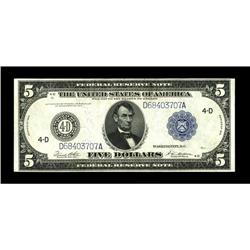 Fr. 859c $5 1914 Federal Reserve Note Very Choice New. 