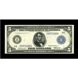 Fr. 860 $5 1914 Federal Reserve Note Extremely Fine. A 