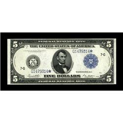 Fr. 871c $5 1914 Federal Reserve Star Note Choice New. 