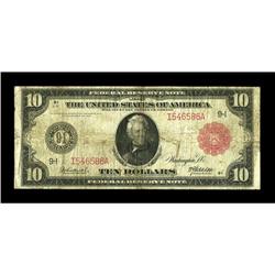 Fr. 900b $10 1914 Red Seal Federal Reserve Note Fine. O 