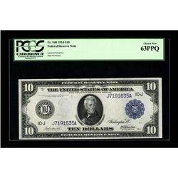 Fr. 940 $10 1914 Federal Reserve Note PCGS Choice New 6 
