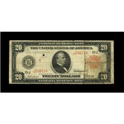 Fr. 961a $20 1914 Red Seal Federal Reserve Note Very Go 