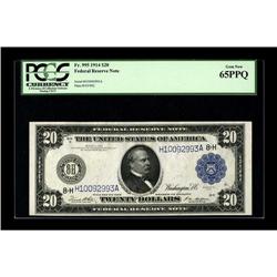Fr. 995 $20 1914 Federal Reserve Note PCGS Gem New 65PP 