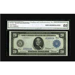Fr. 1000 $20 1914 Federal Reserve Note CGA Gem Uncircul 