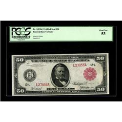 Fr. 1023b $50 1914 Red Seal Federal Reserve Note PCGS A 