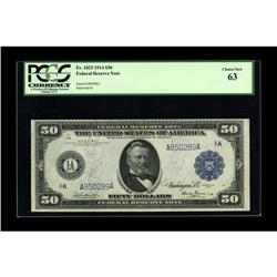 Fr. 1025 $50 1914 Federal Reserve Note PCGS Choice New 