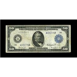 Fr. 1025 $50 1914 Federal Reserve Note Very Fine. Numer 