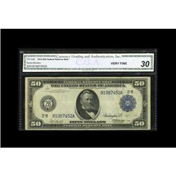Fr. 1028 $50 1914 Federal Reserve Note CGA Very Fine 30 