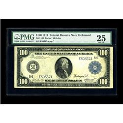 Fr. 1100 $100 1914 Federal Reserve Note PMG Very Fine 2 