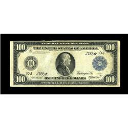 Fr. 1120 $100 1914 Federal Reserve Star Note Fine-Very 