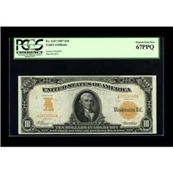Fr. 1167 $10 1907 Gold Certificate PCGS Superb Gem New 