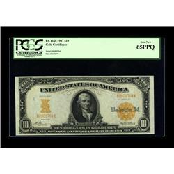 Fr. 1168 $10 1907 Gold Certificate PCGS Gem New 65PPQ. 