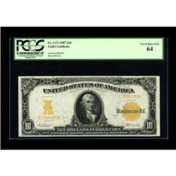 Fr. 1171 $10 1907 Gold Certificate PCGS Very Choice New 