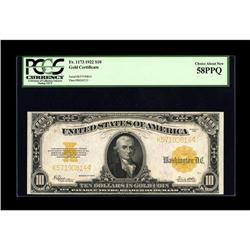 Fr. 1173 $10 1922 Gold Certificate PCGS Choice About Ne 