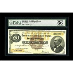 Fr. 1177 $20 1882 Gold Certificate PMG Gem Uncirculated 