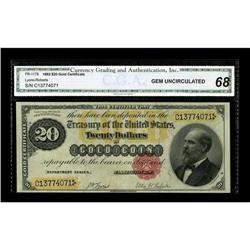 Fr. 1178 $20 1882 Gold Certificate CGA Gem Uncirculated 