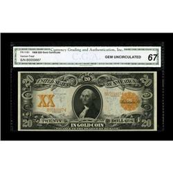 Fr. 1181 $20 1906 Gold Certificate CGA Gem Uncirculated 