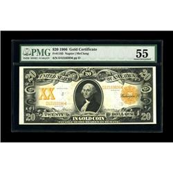 Fr. 1183 $20 1906 Gold Certificate PMG About Uncirculat 