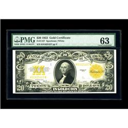 Fr. 1187 $20 1922 Gold Certificate PMG Choice Uncircula 