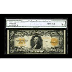 Fr. 1187 $20 1922 Gold Certificate CGA Very Fine 35.A m 